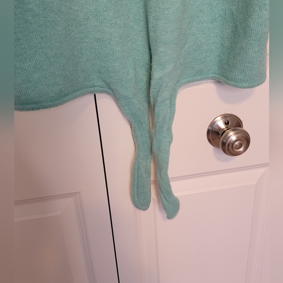 LOFT PLUS Women's Soft Mock Neck Tiffany Blue/Teal Tie Hem Sweater - 14 - Picture 5 of 13
